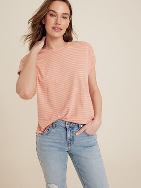 *Like New* Maurices Peach Stripe Short-Sleeve Tee